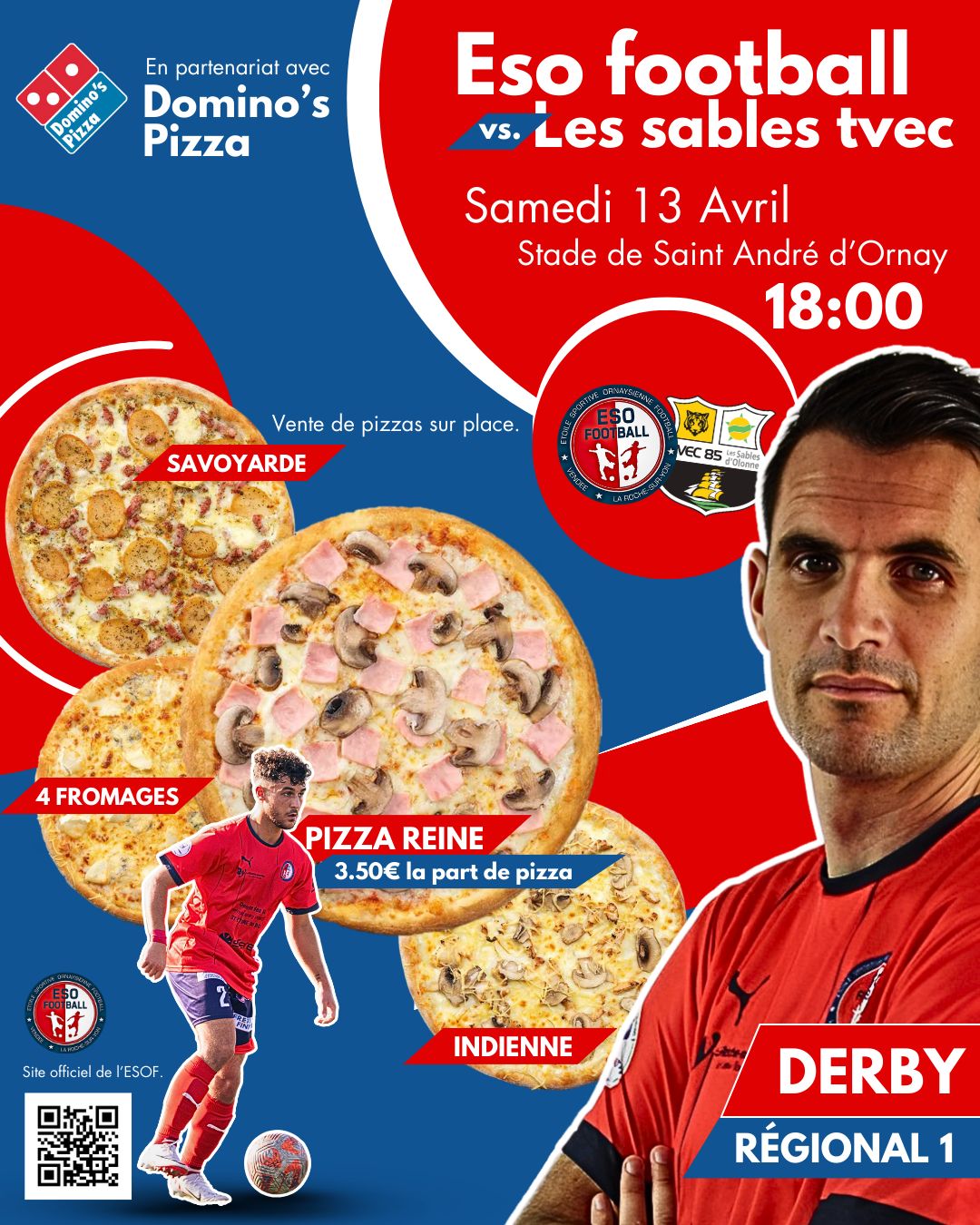 Dominos Pizza partenaire du match dans le derby vendéen opposant l'ESOF au TVEC.
